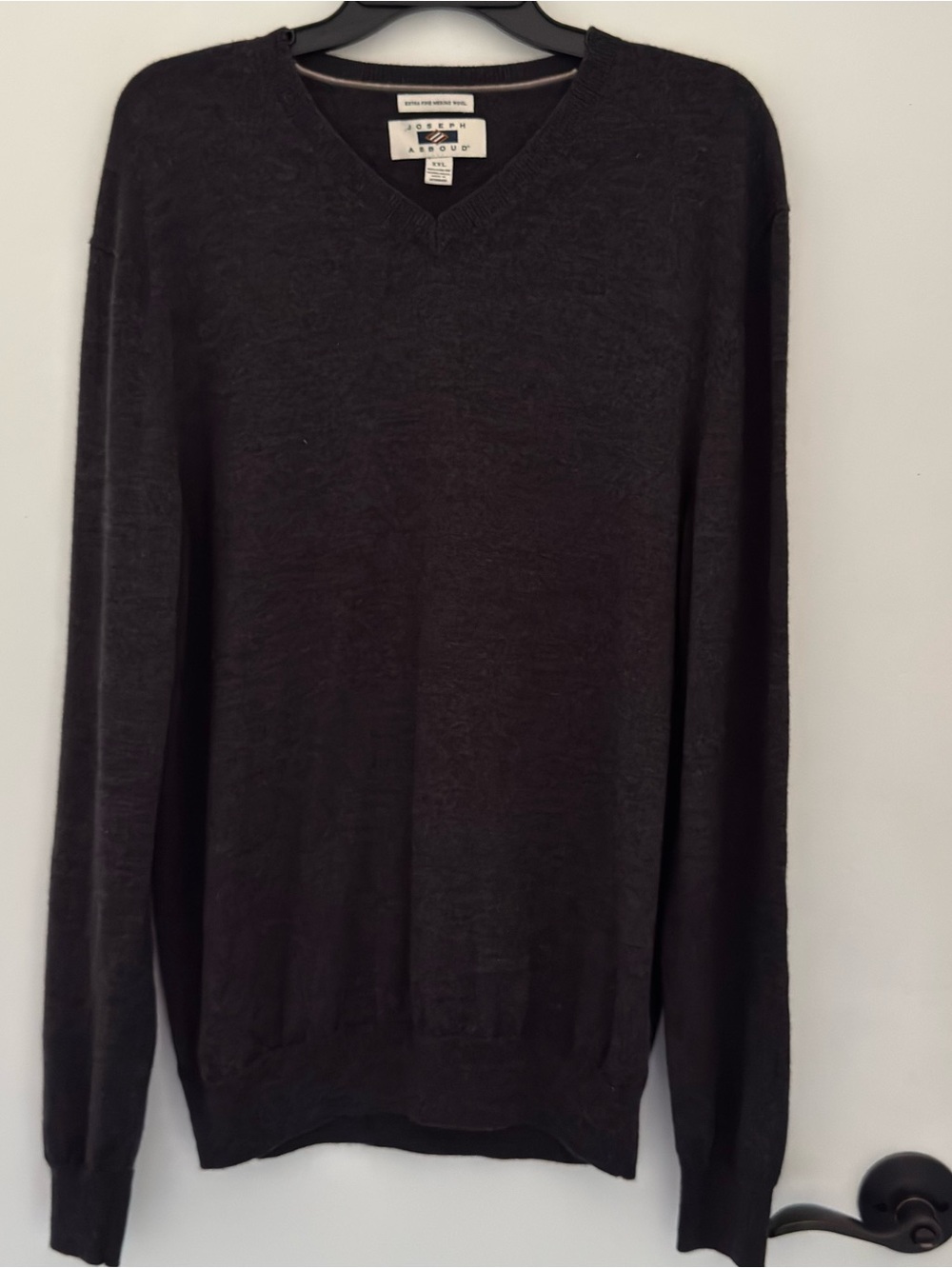 Joseph Abboud Preppy Academia Merino Wool V-Neck Sweater XXL Heather Gray